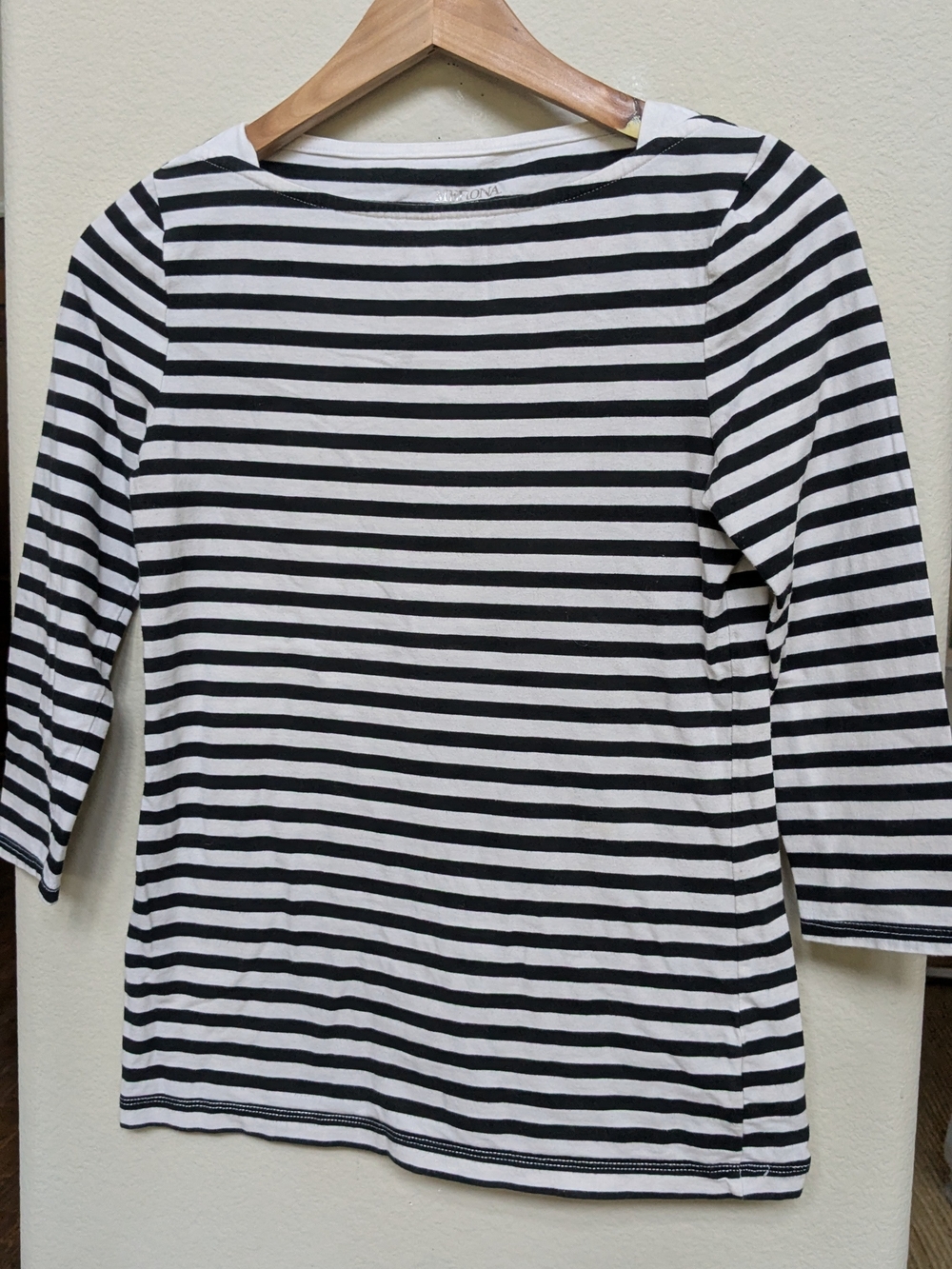 Merona Black and White Striped Long Sleeve Tee